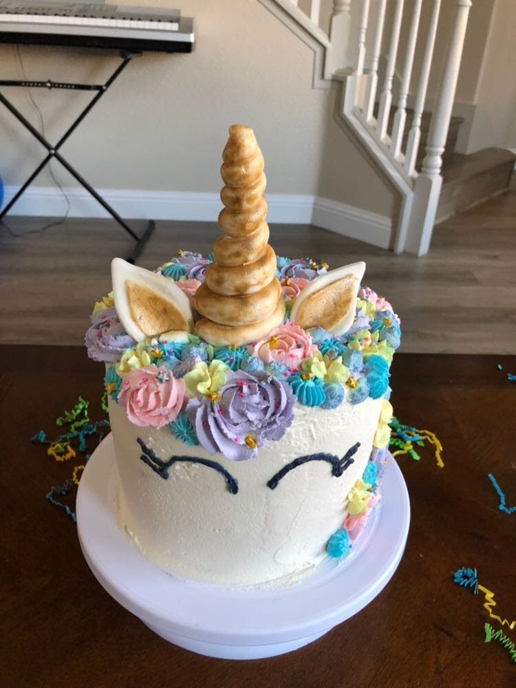 Funfetti pastel unicorn layer cake