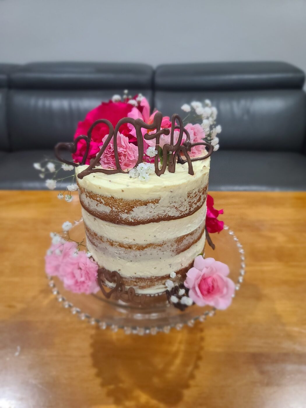 Green tea naked floral cake