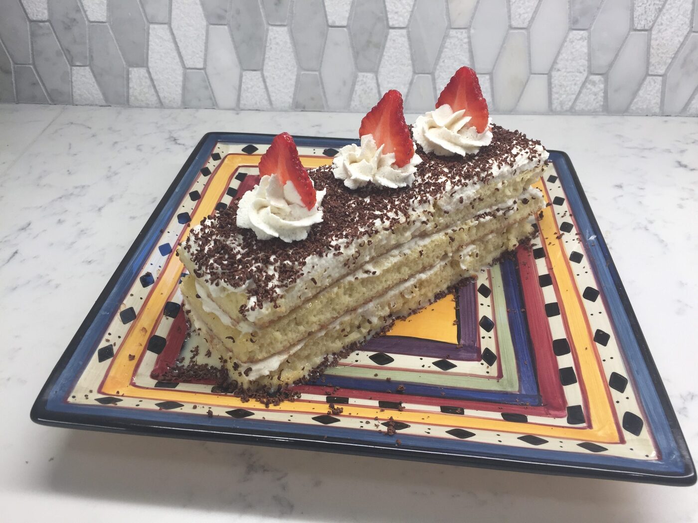 Tall cocoa tres leche cake