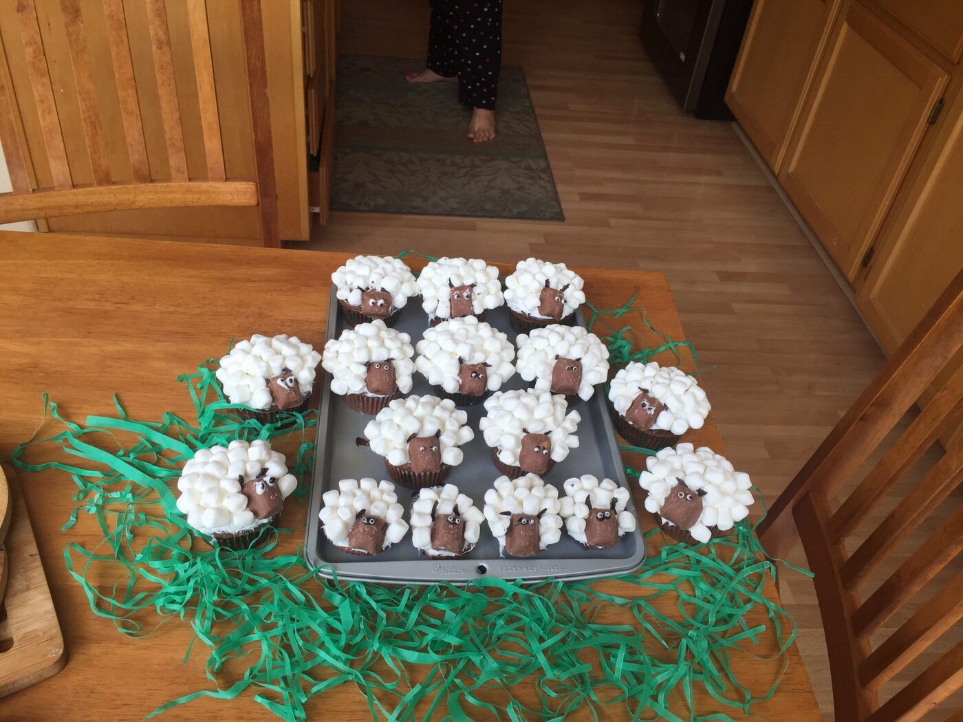 Chocolate marshmallow sheep cupcakes