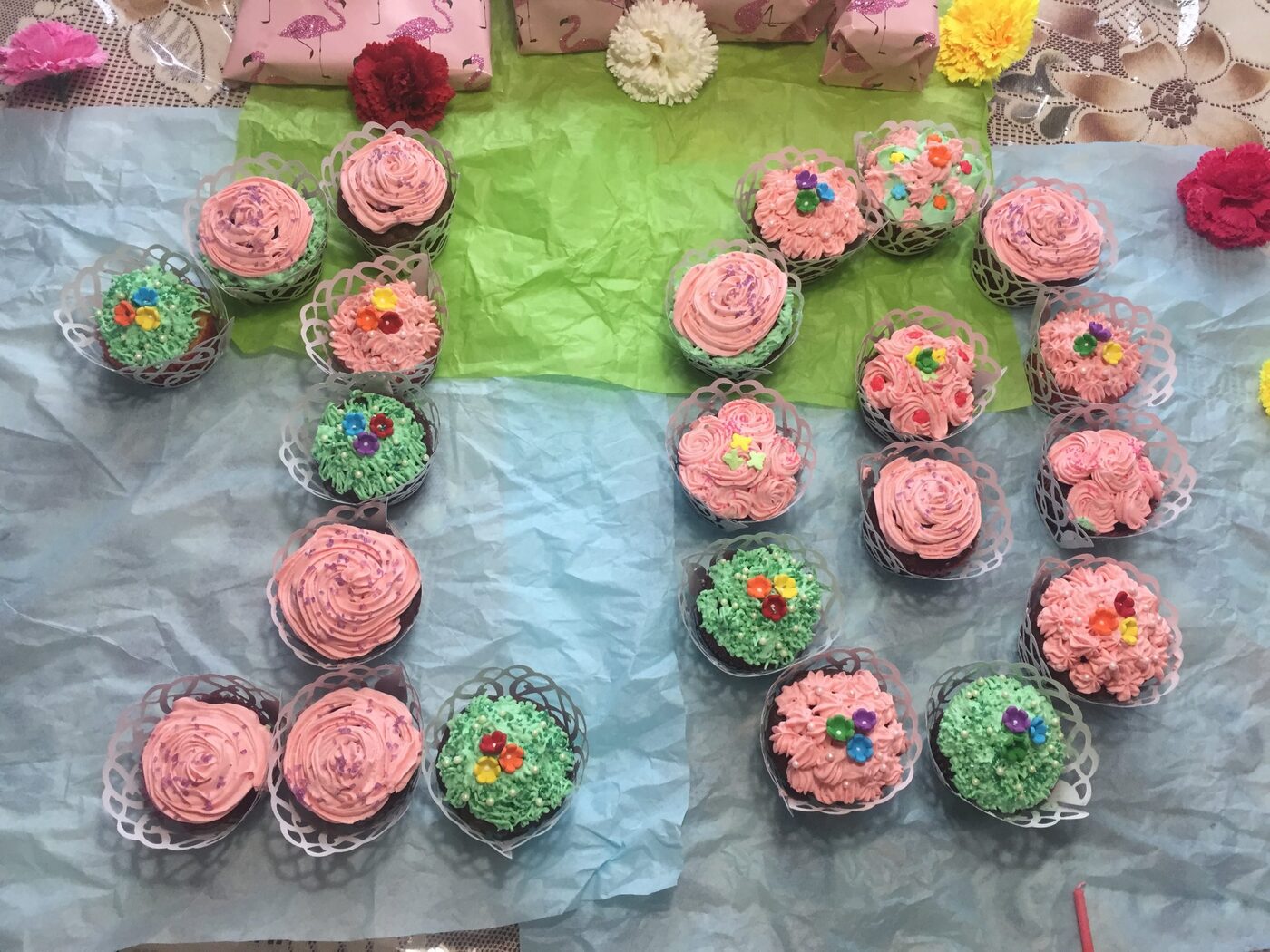 Chocolate and vanilla floral cupcakes